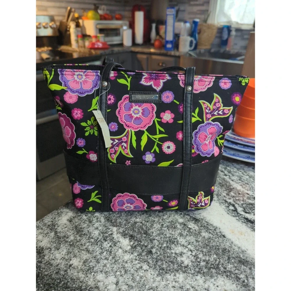 Longaberger Homestead Charmed Purse Floral Purple Pink Faux Leather NEW